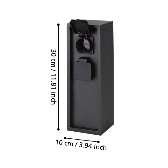 PARK 5 Słupek ogrodowy 2x gniazdo 230V antracyt IP54 901031 EGLO