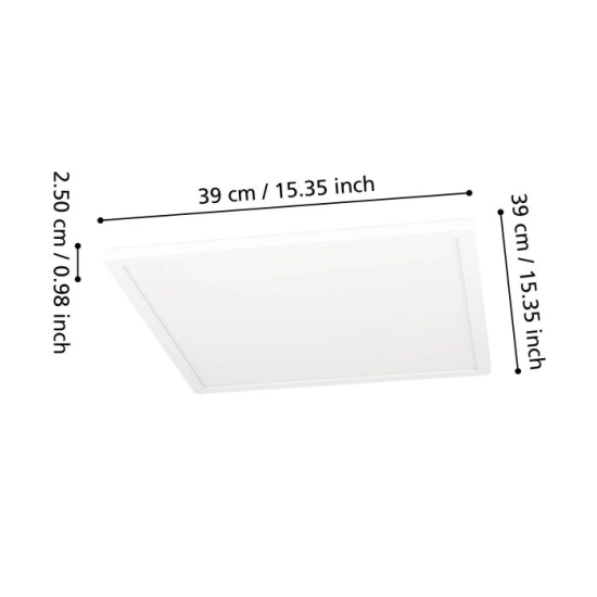 MINERARIO Plafon LED 39 cm IP54 biały kwadratowy lampa ścienna / sufitowa 901579 EGLO