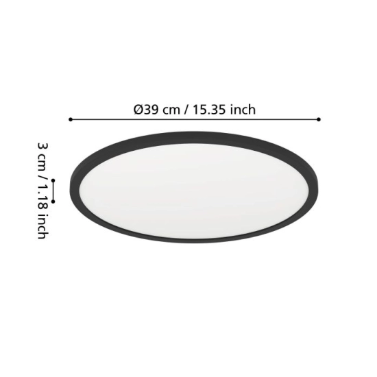 MINERARIO Plafon LED 39 cm IP54 czarny okrągły lampa ścienna / sufitowa 901573 EGLO