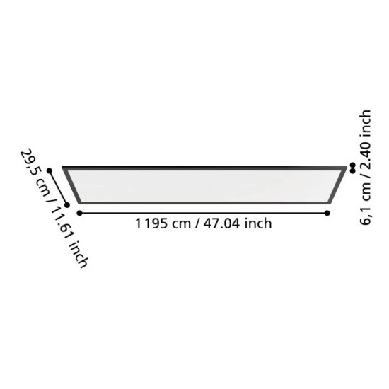 MORADILLO Plafon LED 119,5x29,5 cm czarny prostokątny oprawa sufitowa 901487 EGLO