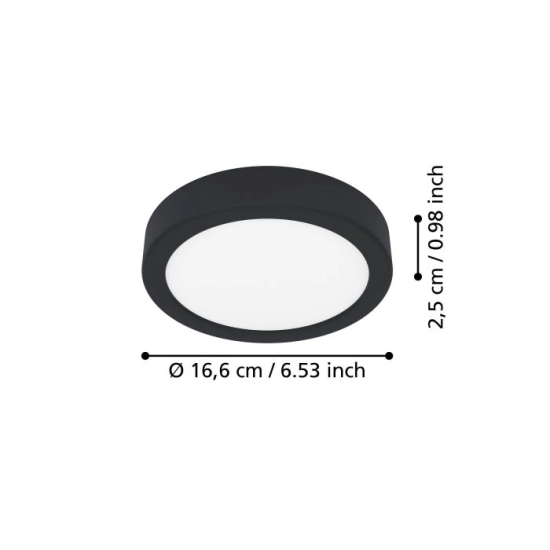 FUEVA 6 Plafon LED 7,5W 2700/4000/6500K czarny okrągły / oprawa natynkowa 901297 EGLO