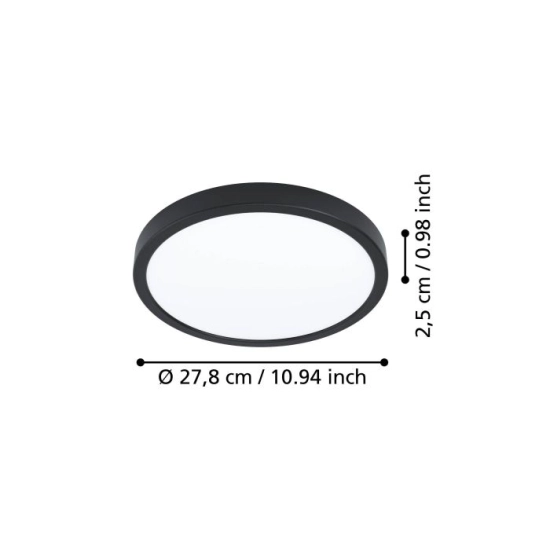 FUEVA 6 Plafon LED 14,2W 2700/4000/6500K czarny okrągły / oprawa natynkowa 901299 EGLO