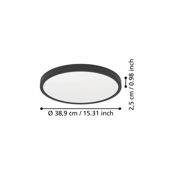 FUEVA 6 Plafon LED 17W 2700/4000/6500K czarny okrągły / oprawa natynkowa 901301 EGLO