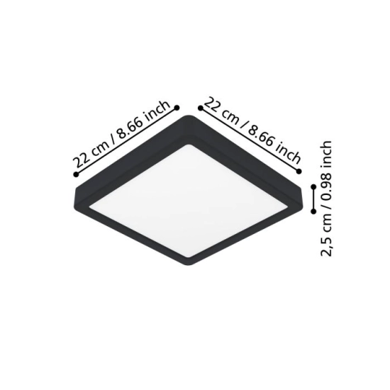 FUEVA 6 Plafon LED 10,5W 2700/4000/6500K czarny kwadratowy / oprawa natynkowa 901303 EGLO