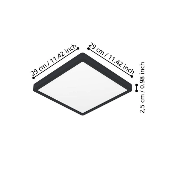 FUEVA 6 Plafon LED 13W 2700/4000/6500K czarny kwadratowy / oprawa natynkowa 901304 EGLO