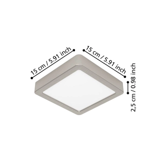 FUEVA 6 Plafon LED 7W 2700/4000/6500K nikiel mat kwadratowy / oprawa natynkowa 901319 EGLO