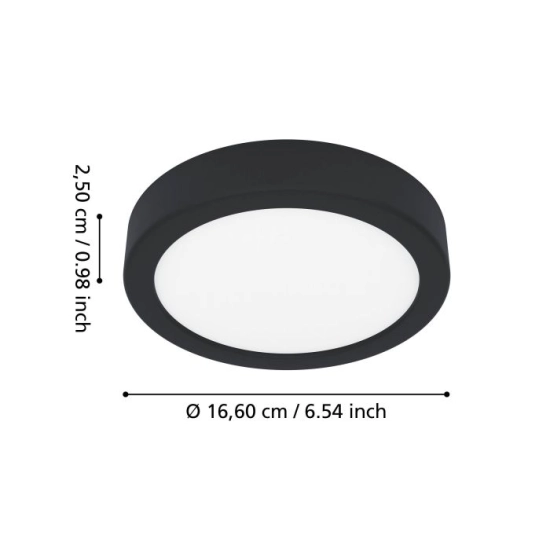 FUEVA 6 Plafon LED 7,5W 2700/4000/6500K IP44 czarny okrągły / oprawa natynkowa 901324 EGLO