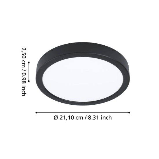 FUEVA 6 Plafon LED 11,5W 2700/4000/6500K IP44 czarny okrągły / oprawa natynkowa 901325 EGLO