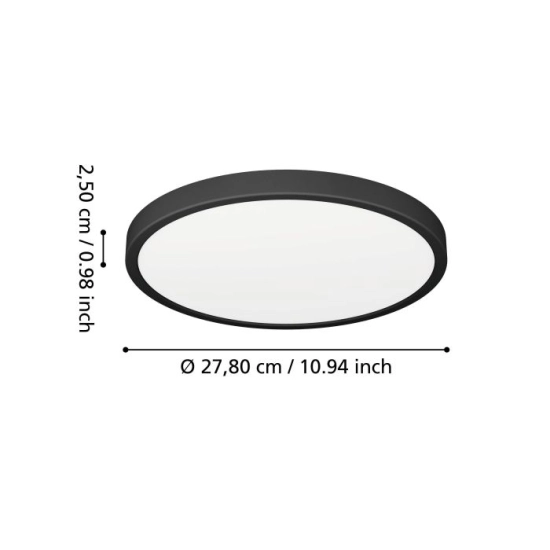 FUEVA 6 Plafon LED 14,2W 2700/4000/6500K IP44 czarny okrągły / oprawa natynkowa 901326 EGLO