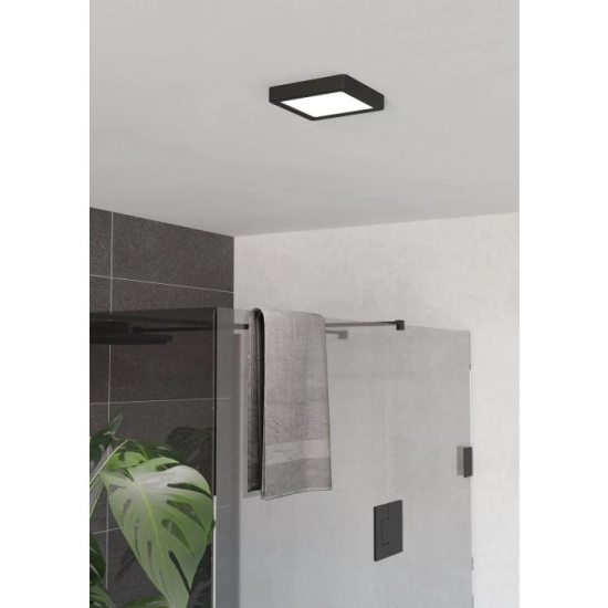 FUEVA 6 Plafon LED 7W 2700/4000/6500K IP44 czarny kwadratowy / oprawa natynkowa 901328 EGLO
