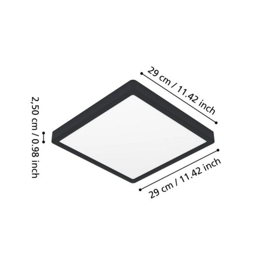 FUEVA 6 Plafon LED 13W 2700/4000/6500K IP44 czarny kwadratowy / oprawa natynkowa 901331 EGLO