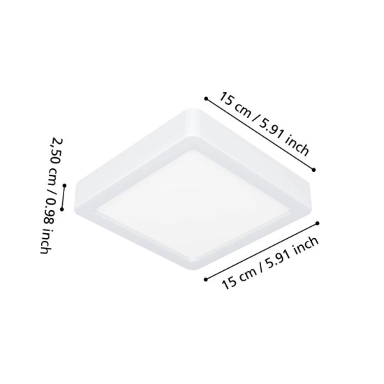 FUEVA 6 Plafon LED 7W 2700/4000/6500K IP44 biały kwadratowy / oprawa natynkowa 901335 EGLO