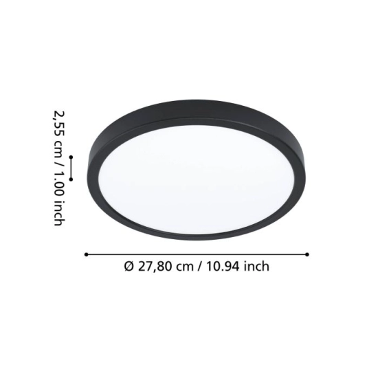 FUEVA 6-Z Plafon LED 14,3W RGB+TW IP44 czarny okrągły / oprawa natynkowa 901373 EGLO