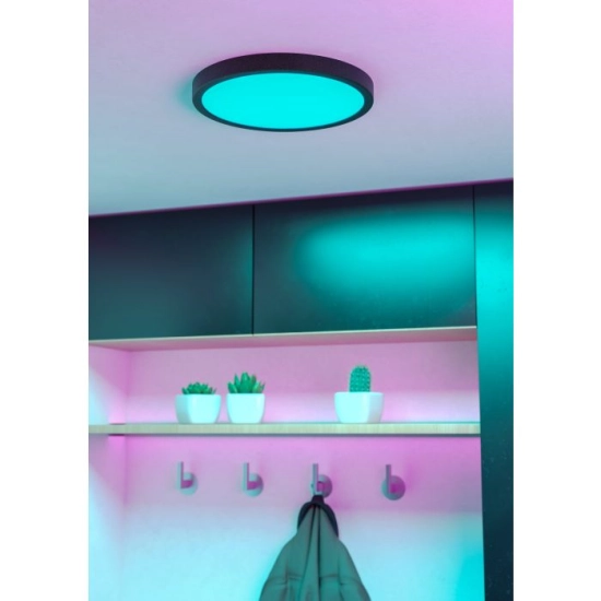 FUEVA 6-Z Plafon LED 14,3W RGB+TW IP44 czarny okrągły / oprawa natynkowa 901373 EGLO