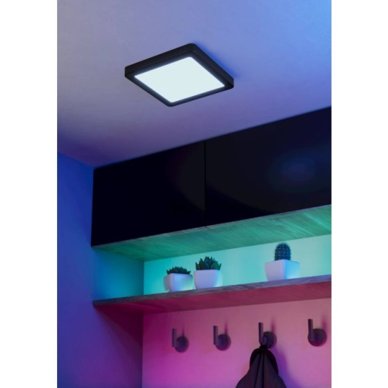 FUEVA 6-Z Plafon LED 10,5W RGB+TW IP44 czarny kwadratowy / oprawa natynkowa 901374 EGLO
