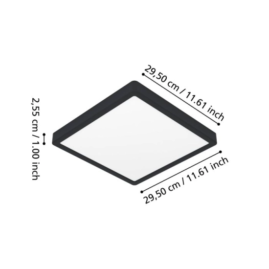 FUEVA 6-Z Plafon LED 13,5W RGB+TW IP44 czarny kwadratowy / oprawa natynkowa 901375 EGLO