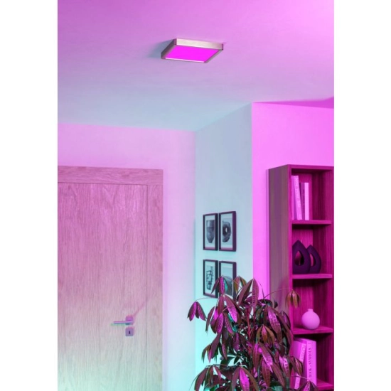 FUEVA 6-Z Plafon LED 10,5W RGB+TW IP44 nikiel mat kwadratowy / oprawa natynkowa 901383 EGLO