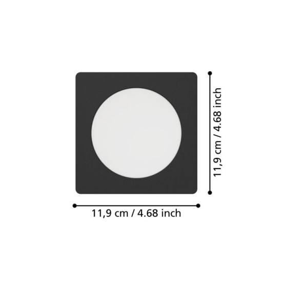 FUEVA 6 Oprawa wpuszczana LED 6,3W 2700/4000/6500K czarna 11,9 cm 901391 EGLO