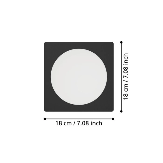 FUEVA 6 Oprawa wpuszczana LED 10,5W 2700/4000/6500K czarna 16,6 cm 901392 EGLO