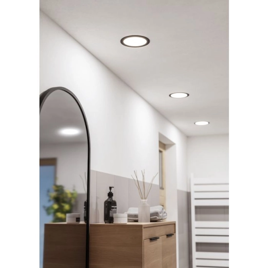 FUEVA 6 Oprawa wpuszczana LED 10,5W 2700/4000/6500K IP44 czarna 16,8 cm 901414 EGLO