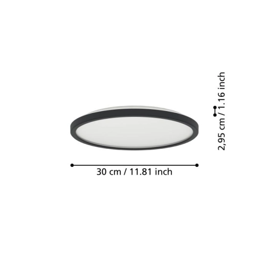 ROVITO oprawa sufitowa Plafon LED 30cm IP44 Czarny okrągły 901438 EGLO