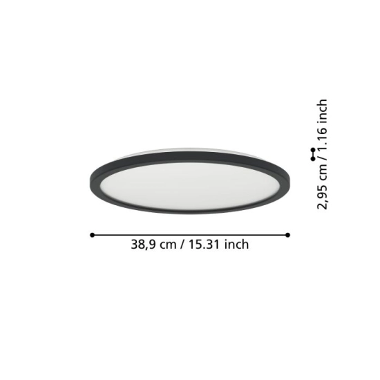 ROVITO oprawa sufitowa Plafon LED 39cm IP44 Czarny okrągły 901439 EGLO