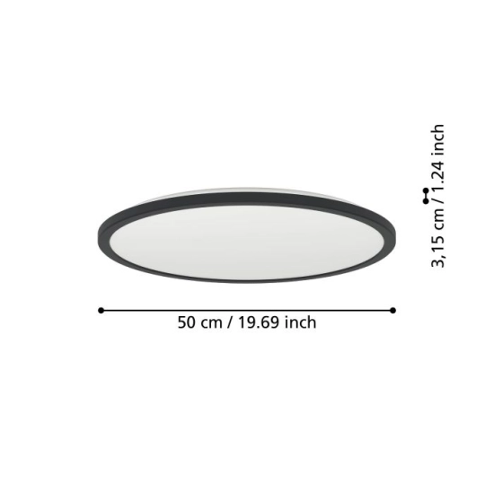 ROVITO oprawa sufitowa Plafon LED 50cm IP44 Czarny okrągły 901441 EGLO