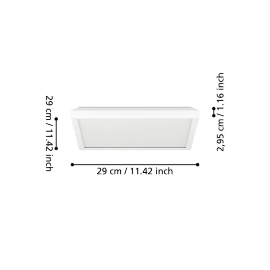 ROVITO oprawa sufitowa Plafon LED 29x29cm IP44 Biały kwadratowy 901449 EGLO