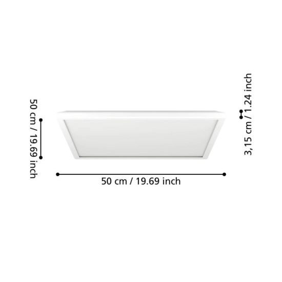 ROVITO oprawa sufitowa Plafon LED 50x50cm IP44 Biały kwadratowy 901452 EGLO