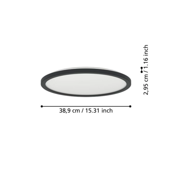 ROVITO-R oprawa sufitowa Plafon LED 39cm IP44 na pilota Czarny okrągły 901454 EGLO