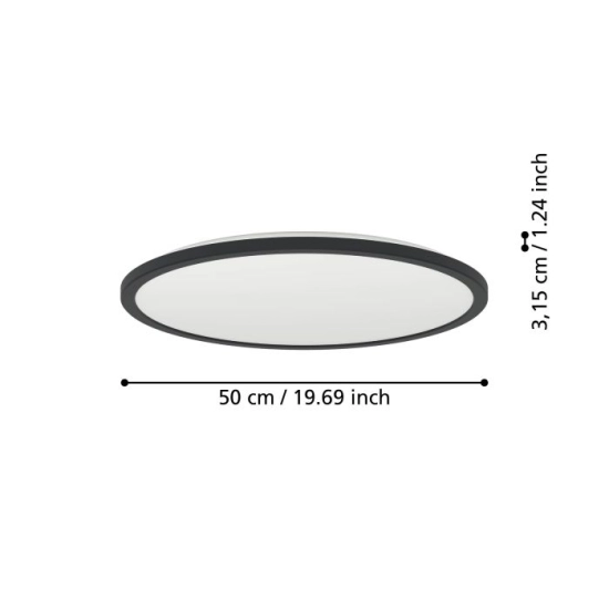ROVITO-R oprawa sufitowa Plafon LED 50cm IP44 na pilota Czarny okrągły 901455 EGLO