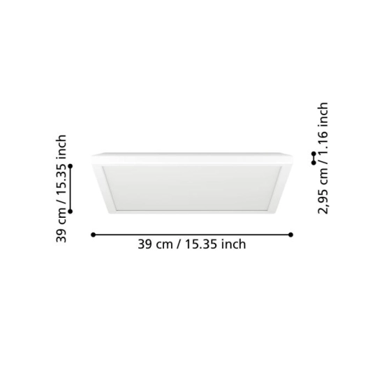 ROVITO-R oprawa sufitowa Plafon LED 39x39cm IP44 na pilota Biały kwadratowy 901461 EGLO