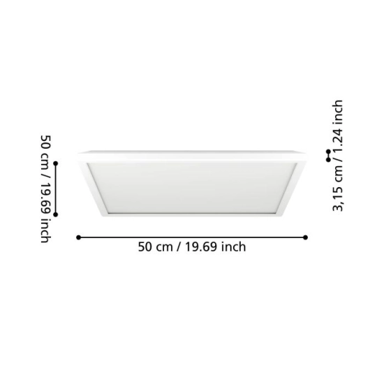 ROVITO-R oprawa sufitowa Plafon LED 50x50cm IP44 na pilota Biały kwadratowy 901462 EGLO