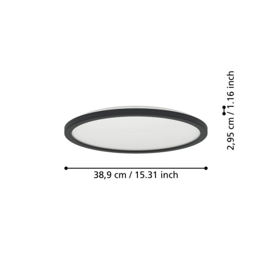 ROVITO-Z oprawa sufitowa Plafon LED 39cm IP44 Czarny okrągły RGB+TW 901464 EGLO