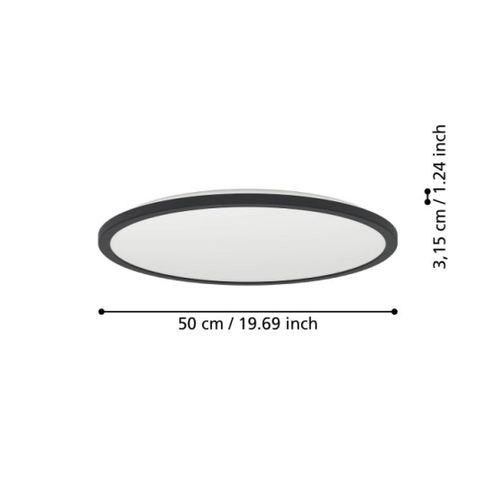 ROVITO-Z oprawa sufitowa Plafon LED 50cm IP44 Czarny okrągły RGB+TW 901465 EGLO