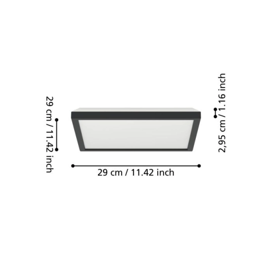 ROVITO-Z oprawa sufitowa Plafon LED 29x29cm IP44 RGB+TW Czarny kwadratowy 901466 EGLO