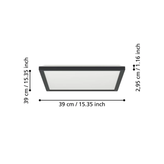 ROVITO-Z oprawa sufitowa Plafon LED 39x39cm IP44 RGB+TW Czarny kwadratowy 901467 EGLO