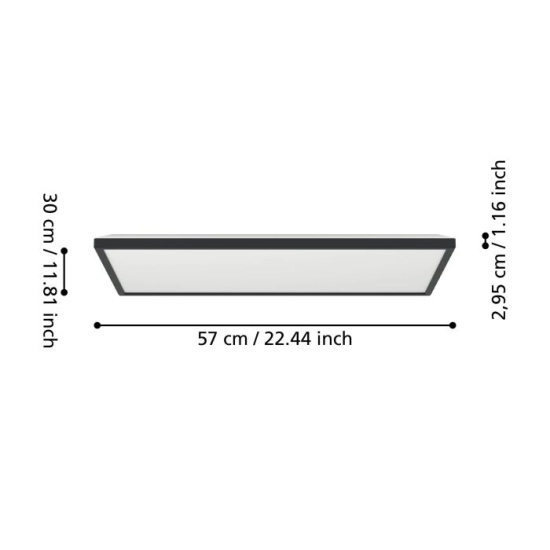 ROVITO-Z oprawa sufitowa Plafon LED 57x30cm IP44 RGB+TW Czarny prostokątny 901469 EGLO