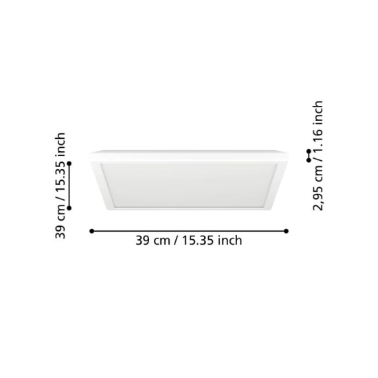 ROVITO-Z oprawa sufitowa Plafon LED 39x39cm IP44 RGB+TW Biały kwadratowy 901475 EGLO