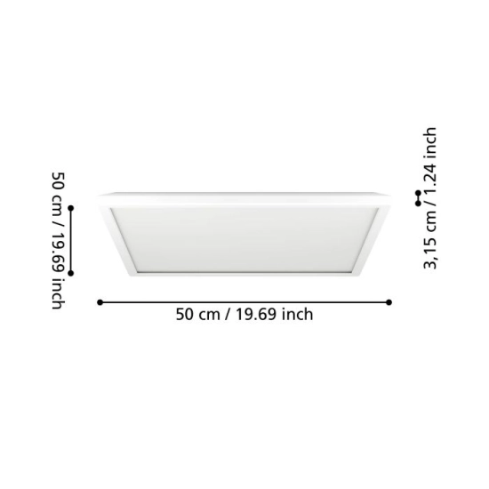 ROVITO-Z oprawa sufitowa Plafon LED 50x50cm IP44 RGB+TW Biały kwadratowy 901476 EGLO