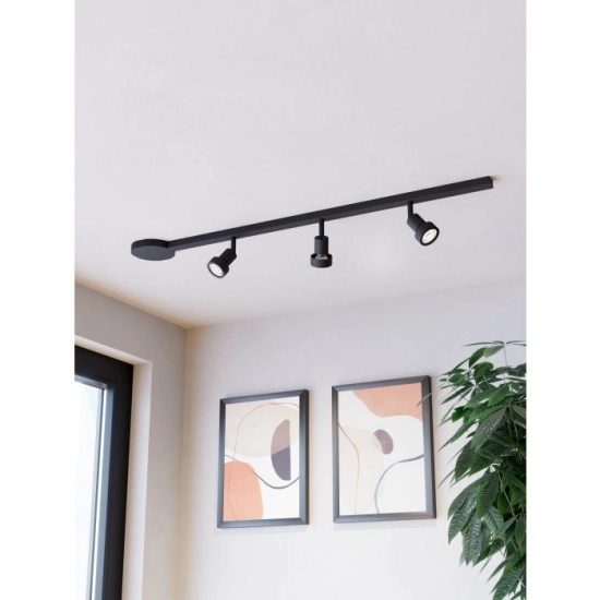 EASYT SET 3 SPOTS system szynowy 102 cm czarny 3x spot GU10 901653 EGLO