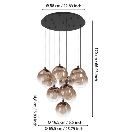 ARISCANI 1 Lampa wisząca 901926 EGLO