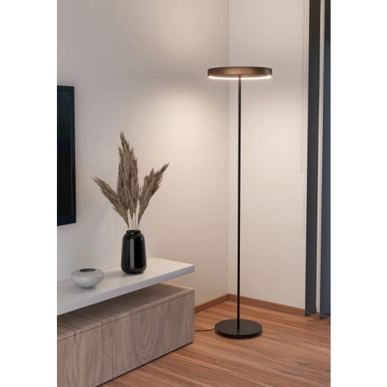 TRABUCO Lampa podłogowa LED czarna/brąz 5700lm 2200-6500K 390452 EGLO