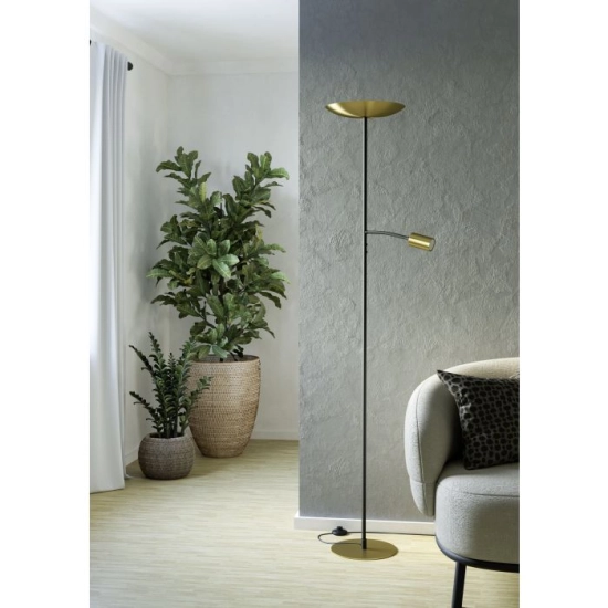 CONIVARINO Lampa podłogowa LED czarna/mosiądz z lampką do czytania 2700K 901979 EGLO