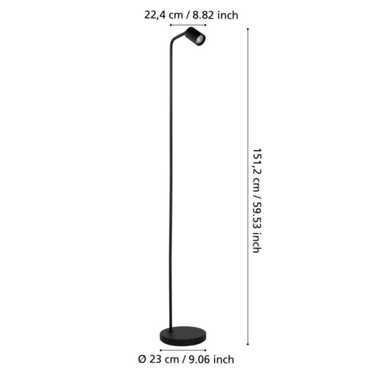 RIGOMAGNO Lampa podłogowa GU10 Czarna 901865 EGLO