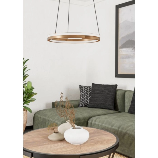 MEZZOMONTE Lampa wisząca LED CCT / ściemnialna Brąz Ø48cm 901826 EGLO