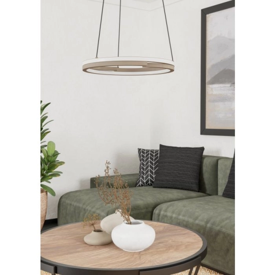 MEZZOMONTE Lampa wisząca LED CCT / ściemnialna Piaskowa Ø48cm 901824 EGLO