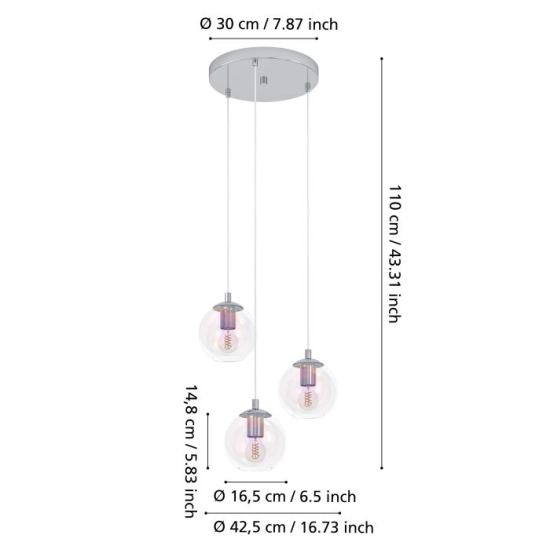 ARISCANI 2 Lampa wisząca 901921 EGLO