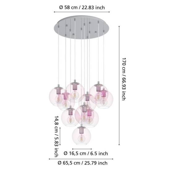 ARISCANI 2 Lampa wisząca 901922 EGLO