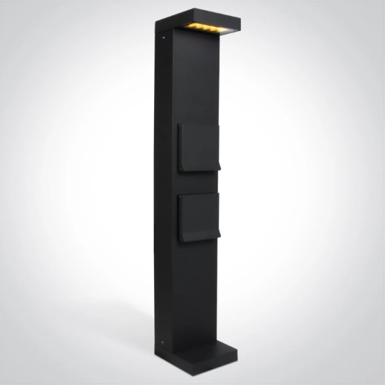 ANTHRACITE BOLLARD 70cm 8W WW IP65 3000K 230V 2x SCHUKO 1000w each 67508B/AN/W ONE LIGHT